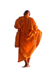 alt="Buddhist monk dreaming in orange" 